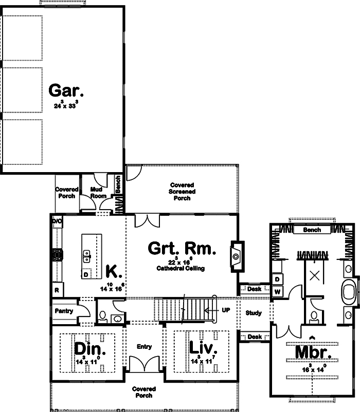 Floor Plan First Story of Farmhouse Plan #100-1356