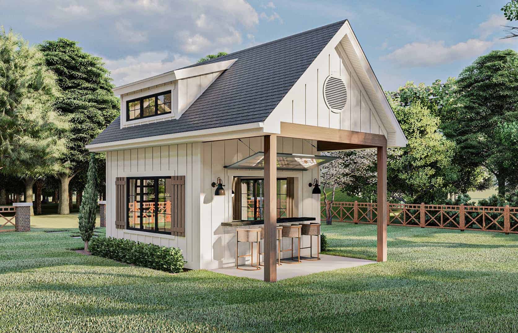 Rear View of this 0-Bedroom, 224 Sq Ft Plan - 100-1364