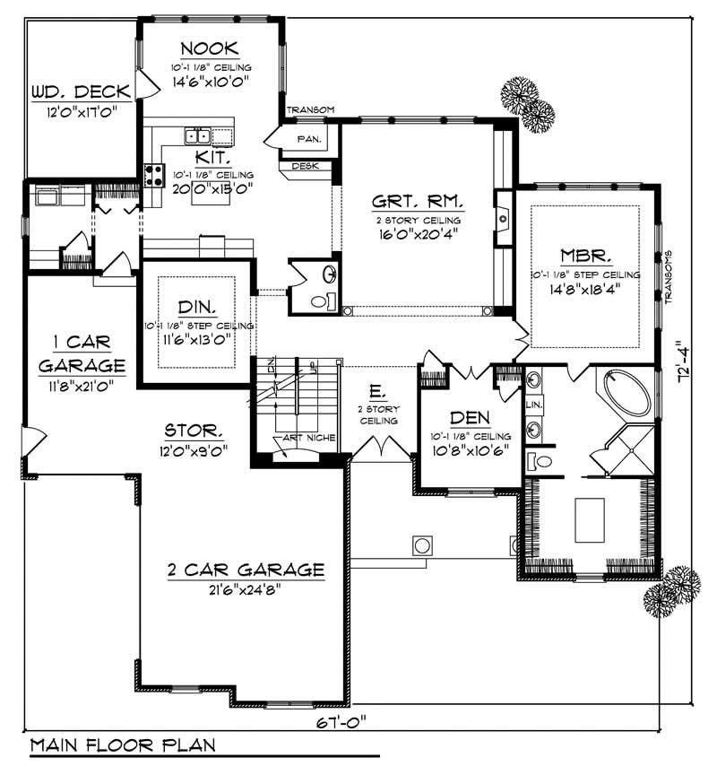 Floor Plan First Story of Country Plan #101-1000