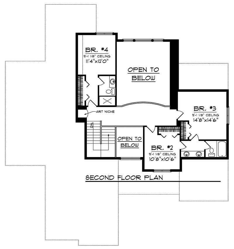Floor Plan Second Story of Country Plan #101-1000