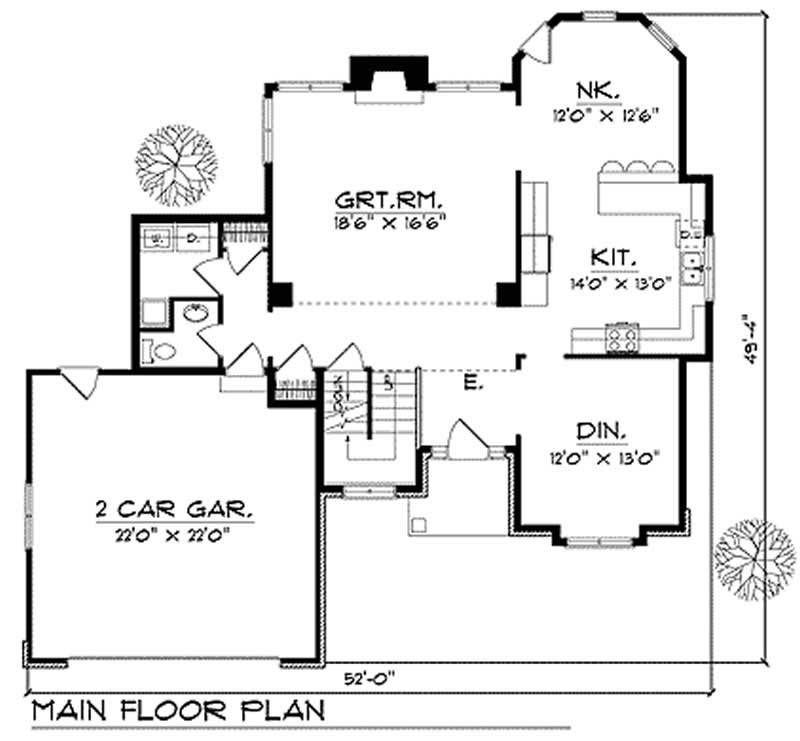 Floor Plan First Story of Colonial Plan #101-1001