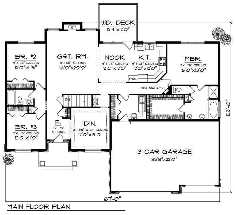 Floor Plan First Story of Country Plan #101-1003