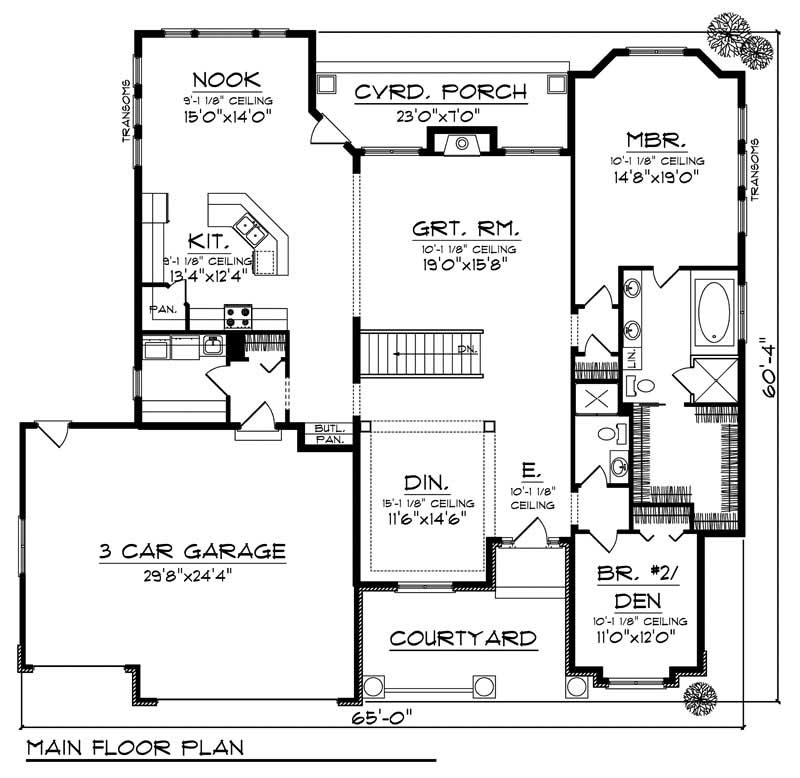 Floor Plan First Story of Cape Cod Plan #101-1004
