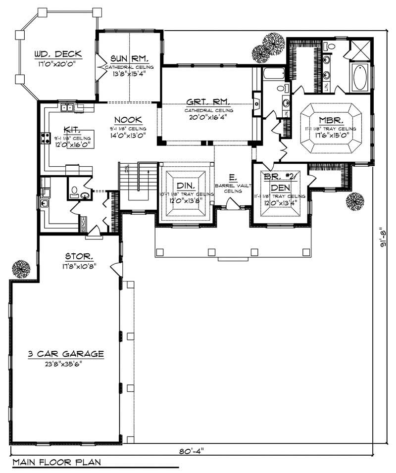 Floor Plan First Story of Colonial Plan #101-1006