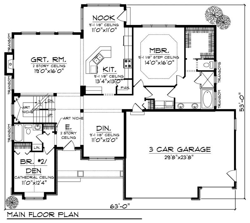 Floor Plan First Story of Colonial Plan #101-1007