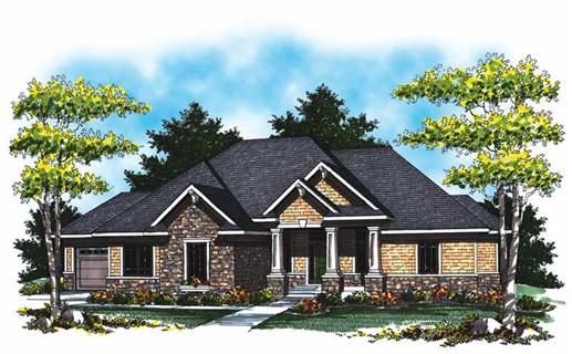Front View of this 4-Bedroom, 3796 Sq Ft Plan - 101-1008