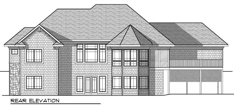 Home Plan Rear Elevation of this 4-Bedroom,3796 Sq Ft Plan -101-1008