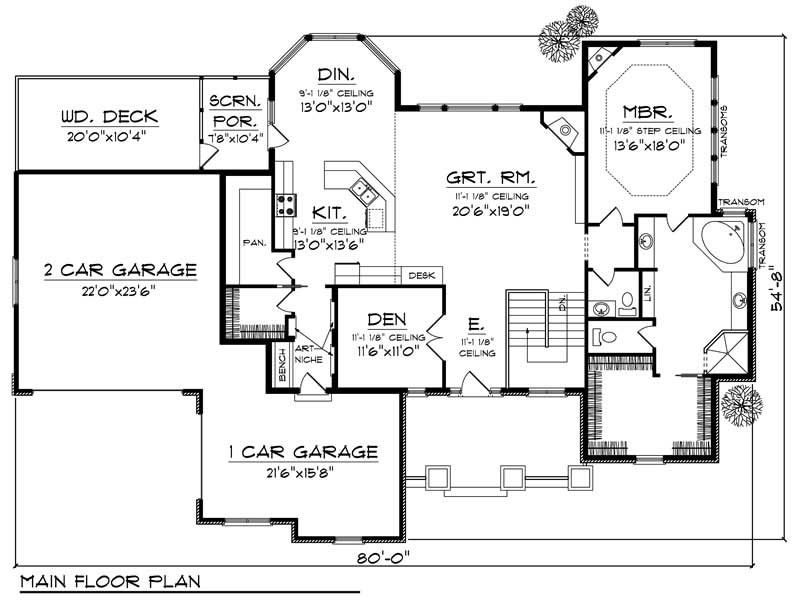 Floor Plan First Story of Country Plan #101-1008