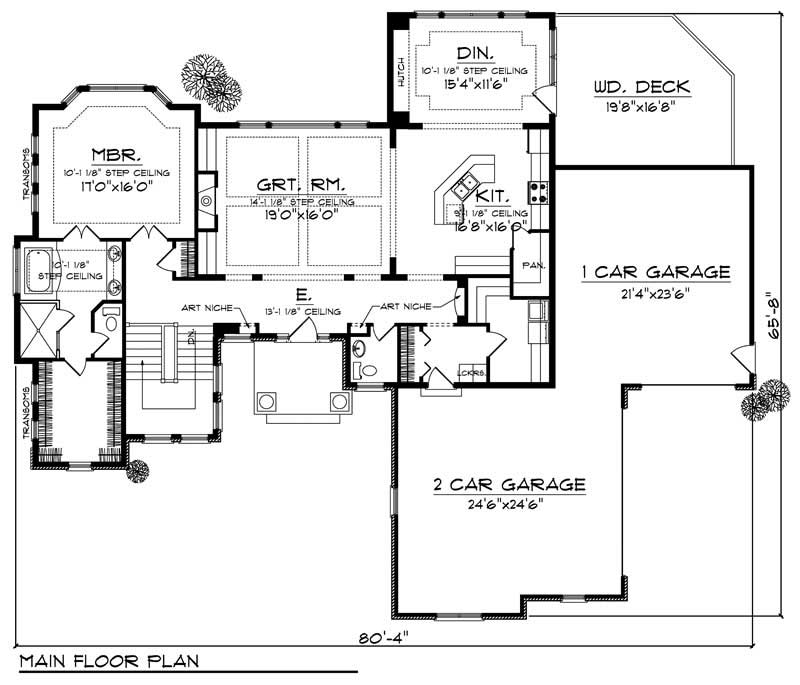 Floor Plan First Story of Country Plan #101-1010