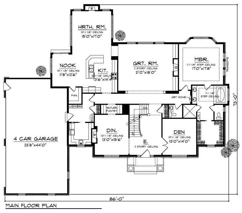 Floor Plan First Story of Country Plan #101-1012