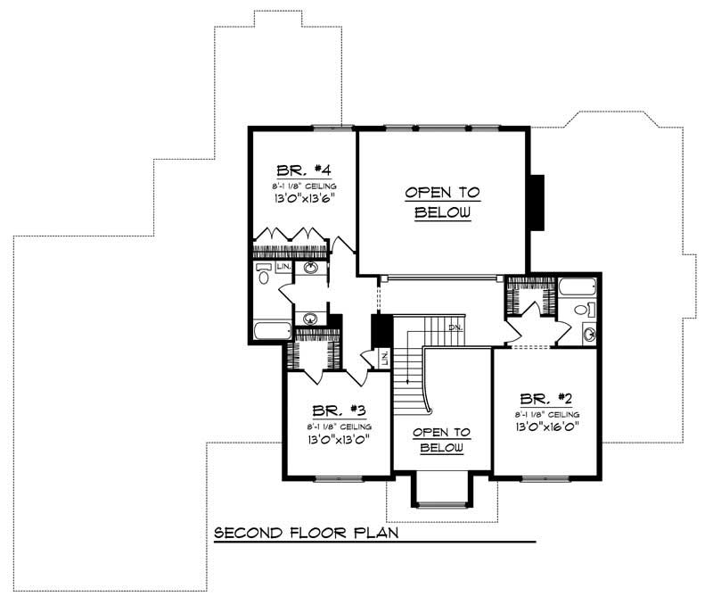 Floor Plan Second Story of Country Plan #101-1012