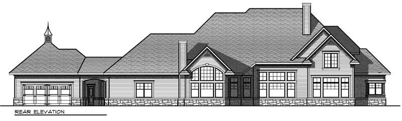 Home Plan Rear Elevation of this 4-Bedroom,4308 Sq Ft Plan -101-1017