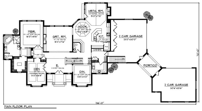 Floor Plan First Story of European Plan #101-1017