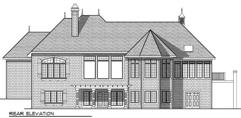 Home Plan Rear Elevation of this 4-Bedroom,5104 Sq Ft Plan -101-1018