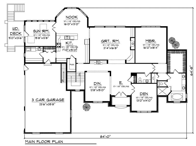 Floor Plan First Story of Country Plan #101-1018