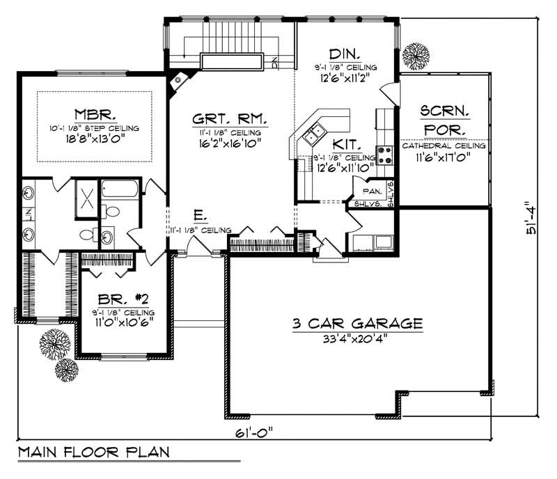 Floor Plan First Story of Contemporary Plan #101-1019