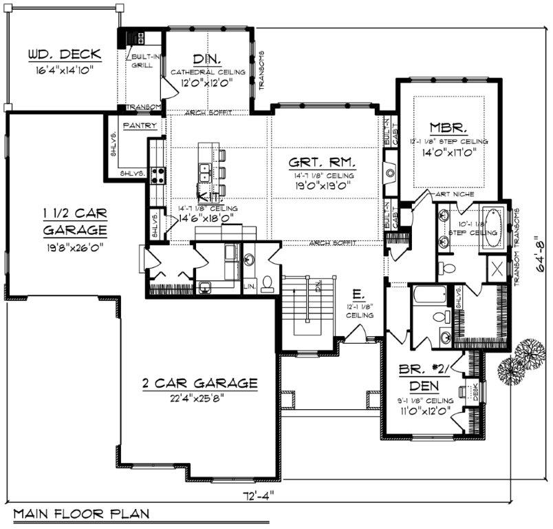 Floor Plan First Story of Ranch Plan #101-1023