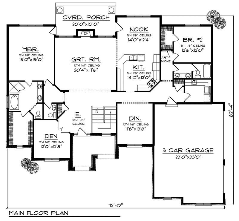 Floor Plan First Story of Colonial Plan #101-1026