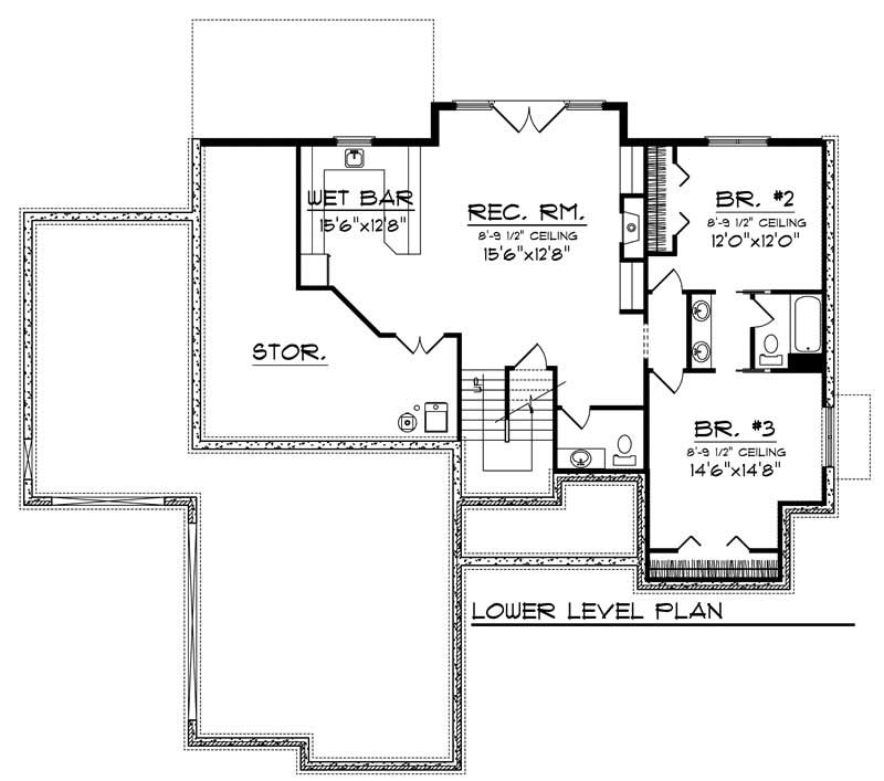 Floor Plan Basement of Country Plan #101-1027