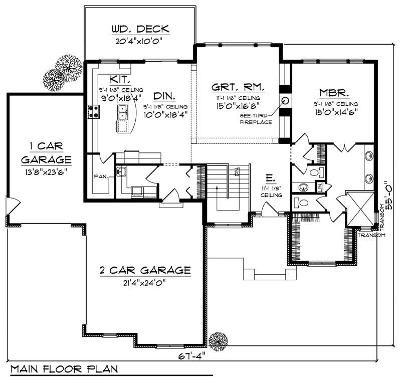 Floor Plan First Story of Country Plan #101-1027