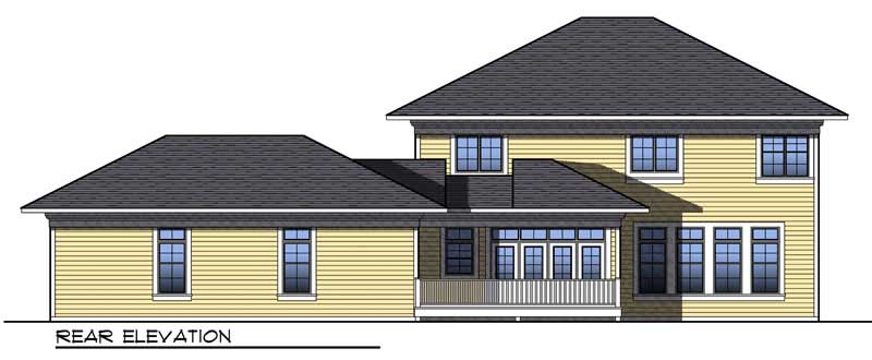 Home Plan Rear Elevation of this 4-Bedroom,3020 Sq Ft Plan -101-1028