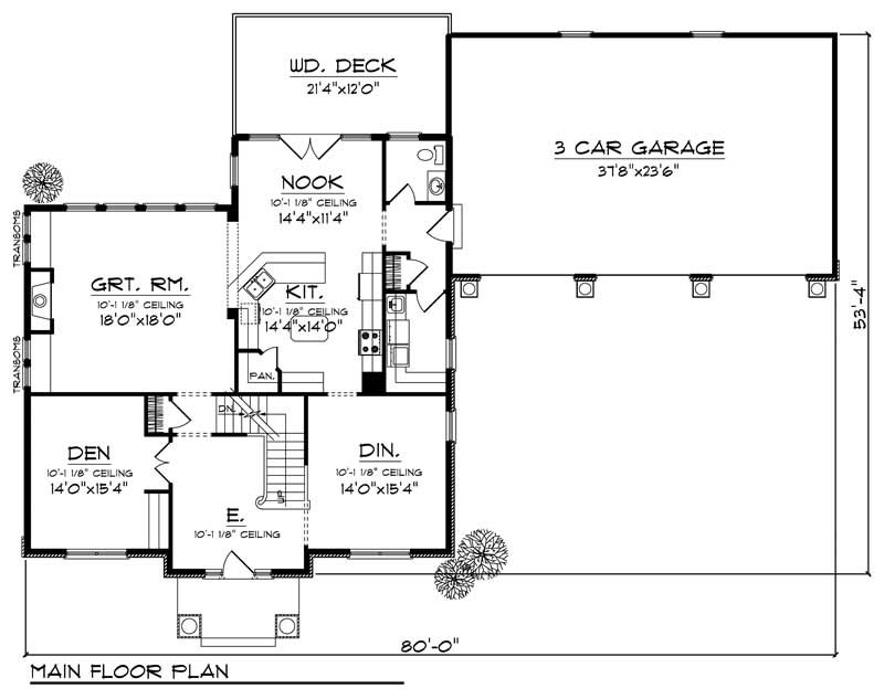 Floor Plan First Story of Country Plan #101-1028