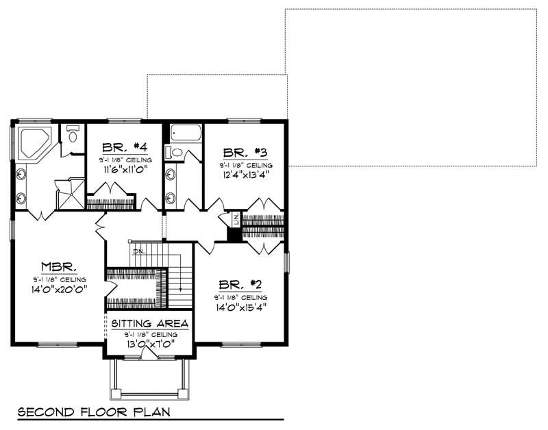 Floor Plan Second Story of Country Plan #101-1028