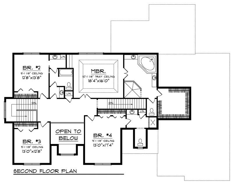 Floor Plan Second Story of Country Plan #101-1029