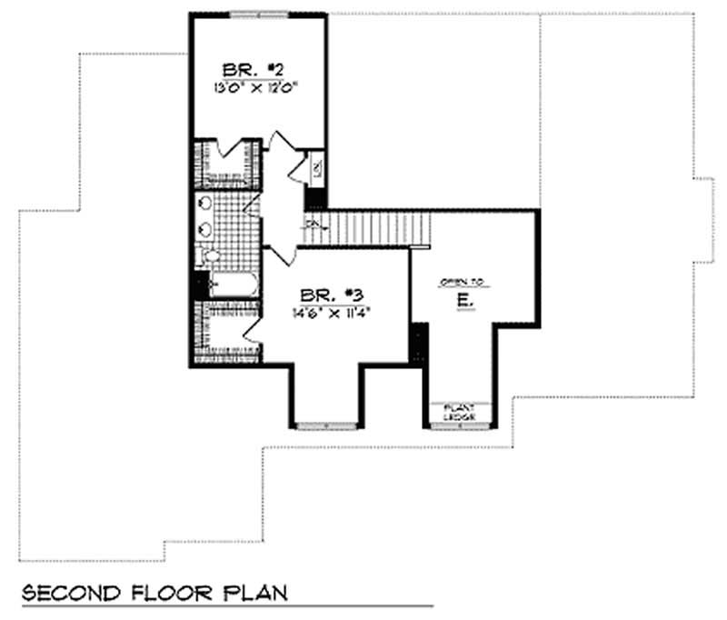 Floor Plan Second Story of Colonial Plan #101-1037