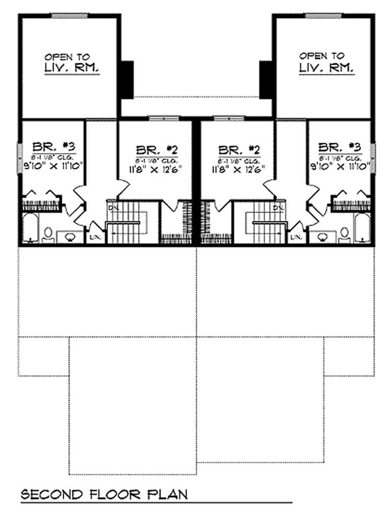 Floor Plan Second Story of Multi-Unit Plan #101-1041