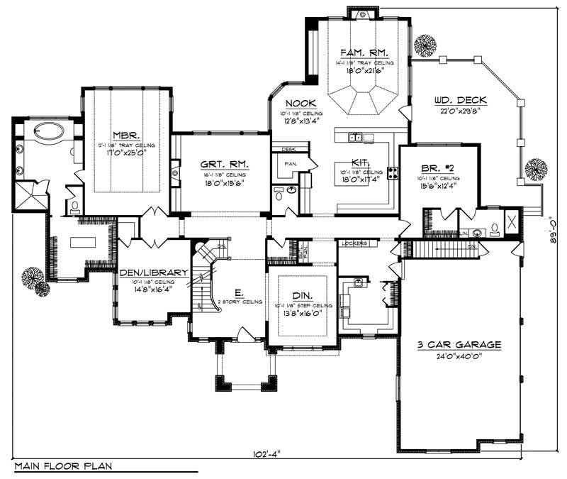 Floor Plan First Story of Country Plan #101-1043