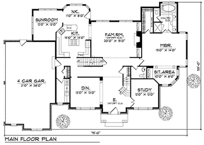 Floor Plan First Story of Colonial Plan #101-1045