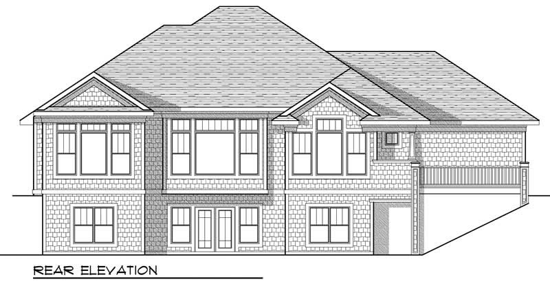 Home Plan Rear Elevation of this 4-Bedroom,3634 Sq Ft Plan -101-1047