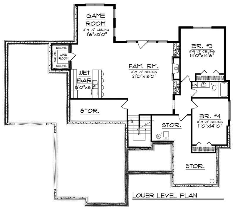 Floor Plan Basement of Luxury Plan #101-1047
