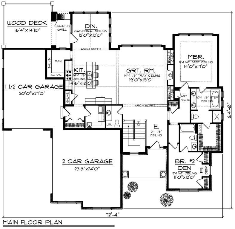 Floor Plan First Story of Luxury Plan #101-1047