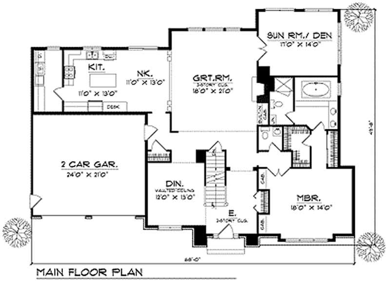 Floor Plan First Story of Country Plan #101-1048