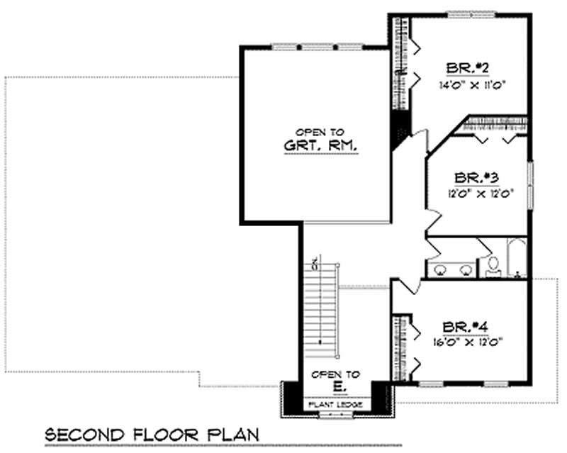 Floor Plan Second Story of Country Plan #101-1048