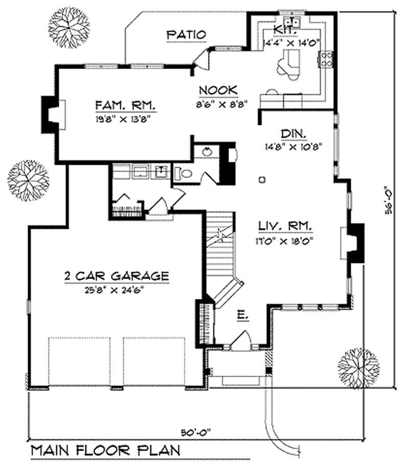 Floor Plan First Story of Multi-Level Plan #101-1049