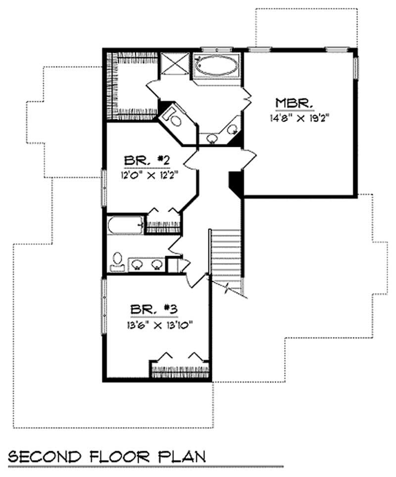 Floor Plan Second Story of Multi-Level Plan #101-1049