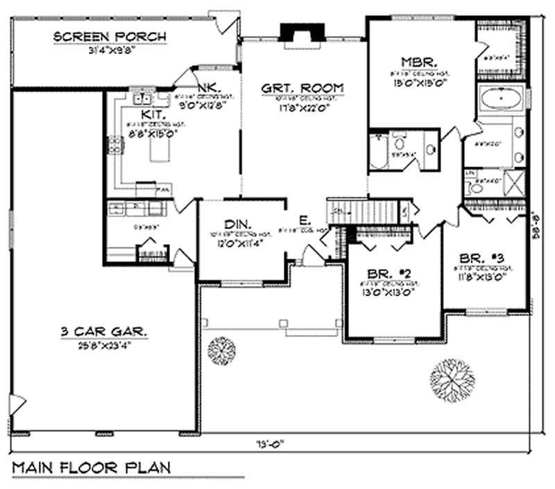 Floor Plan First Story of Country Plan #101-1050