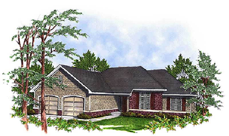 Home Plan Front Elevation of this 3-Bedroom,1642 Sq Ft Plan -101-1051