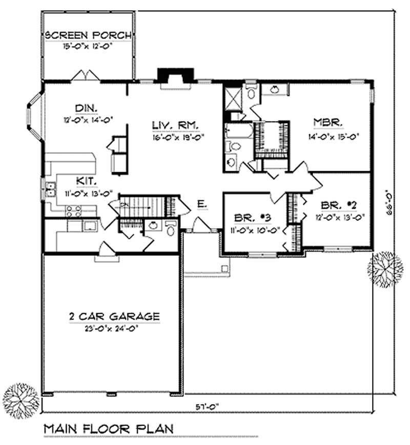 Floor Plan First Story of European Plan #101-1051