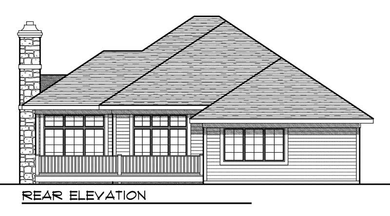 Home Plan Rear Elevation of this 2-Bedroom,1617 Sq Ft Plan -101-1053