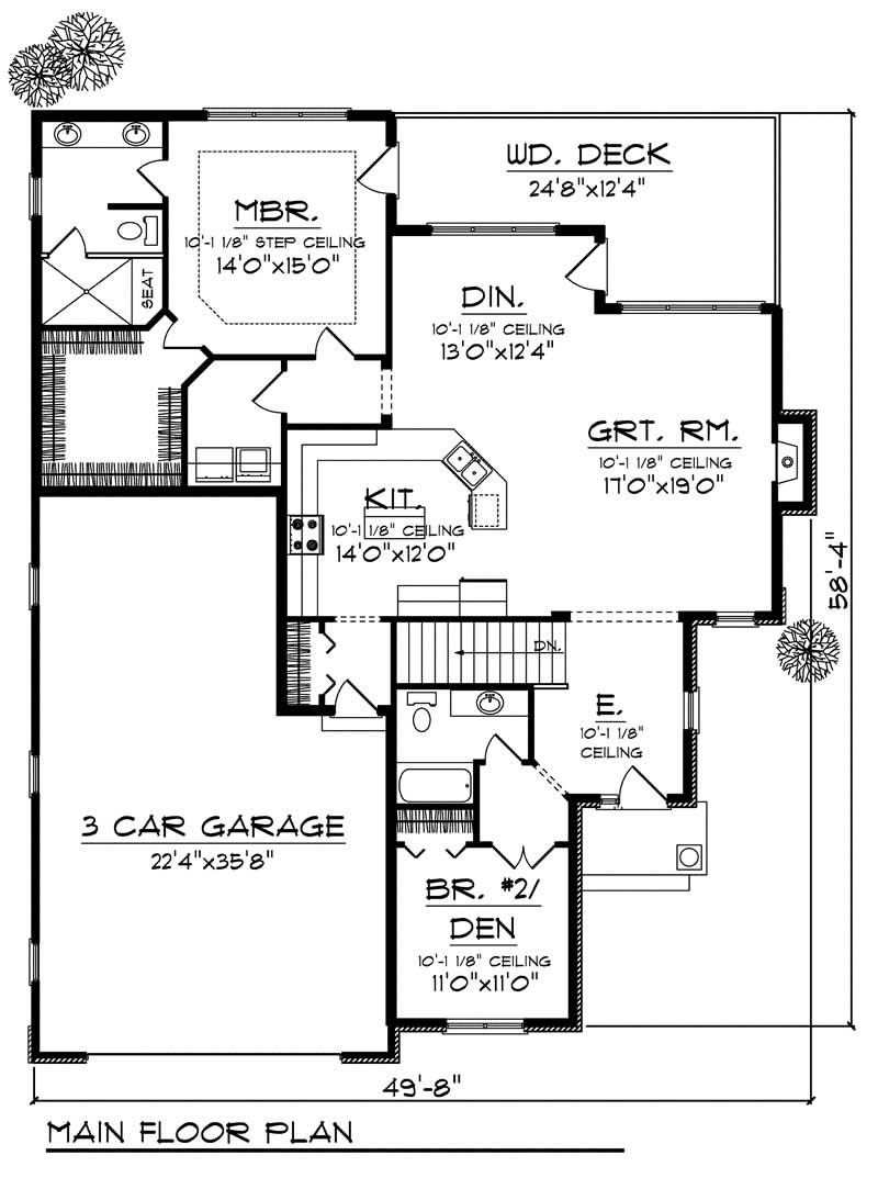 Floor Plan First Story of Craftsman Plan #101-1053