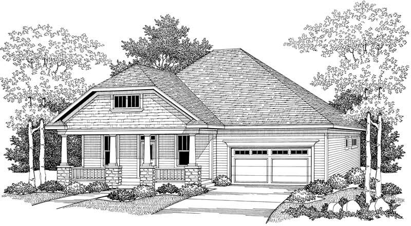 Home Plan Front Elevation of this 2-Bedroom,1772 Sq Ft Plan -101-1055