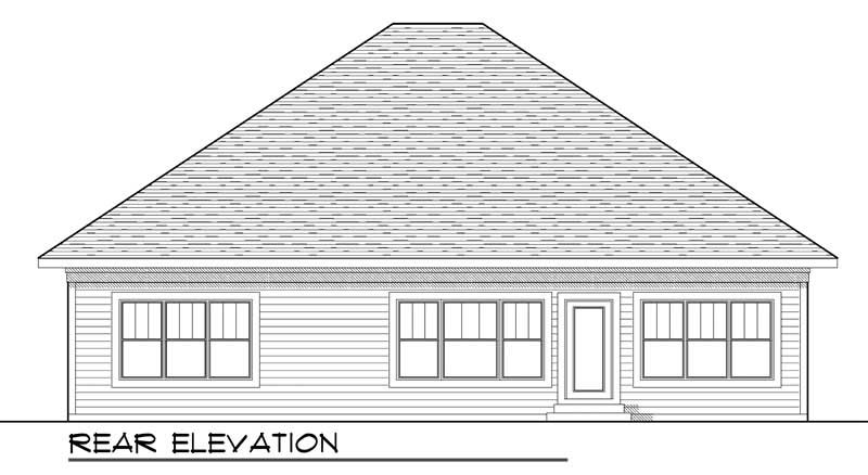 Home Plan Rear Elevation of this 2-Bedroom,1772 Sq Ft Plan -101-1055