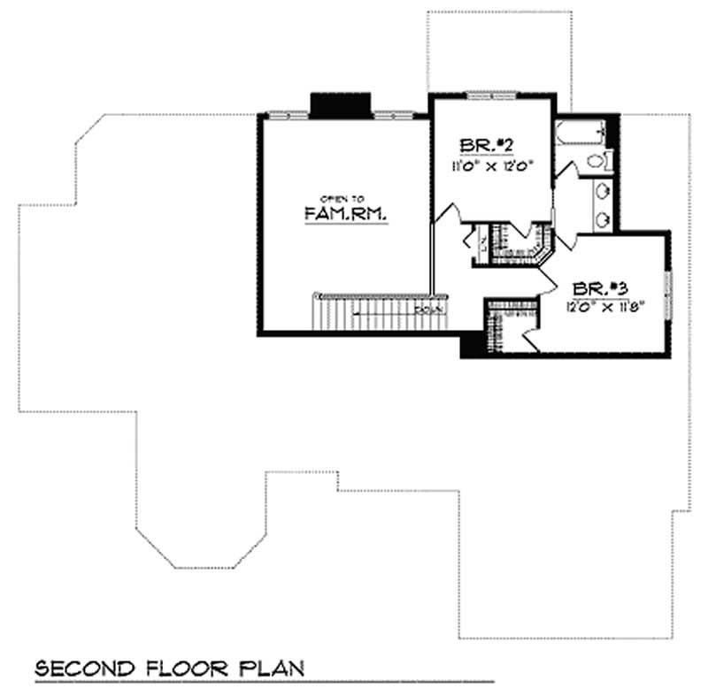 Floor Plan Second Story of Country Plan #101-1056