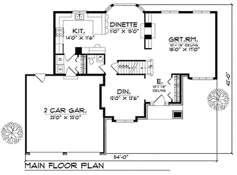 Floor Plan First Story of Country Plan #101-1057
