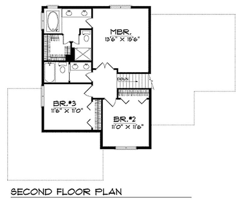 Floor Plan Second Story of Country Plan #101-1057