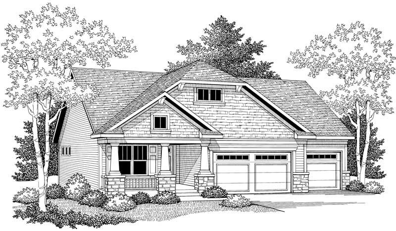 Home Plan Front Elevation of this 3-Bedroom,1752 Sq Ft Plan -101-1058